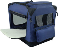 EliteField 3-Door Soft Dog Crate with Bed & Carrying Bag – Essentials for Dogs - Navy Blue / 20.0"L x 14.0"W x 14.0"H - image 2