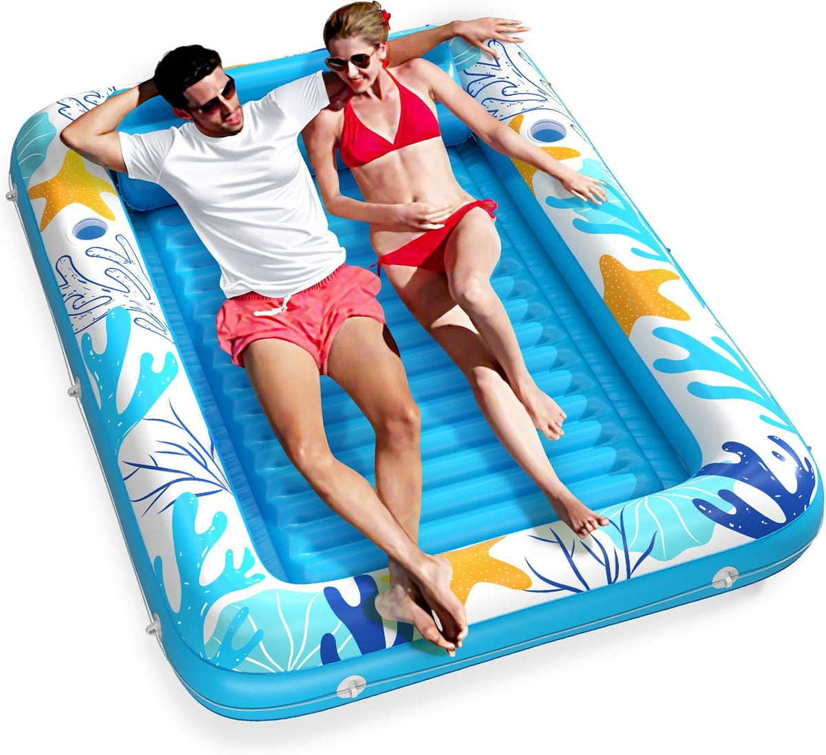 Inflatable Tanning Pool Lounger Float - Ocean Aqua / X-Large