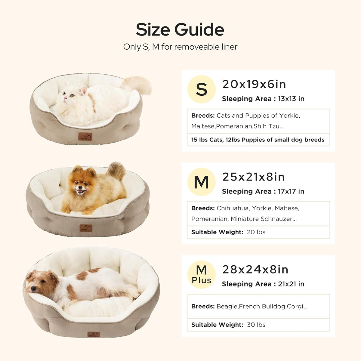 Bedsure Small Dog Bed Washable, Round Cat Beds for Indoor Cats - 28"L x 24"W x 8"Th / Grey - image 4