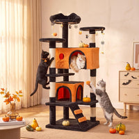 Sweetcrispy 54-inch Cat Tree Tower with Scratching Posts - Black & Orange / 54IN - image 2