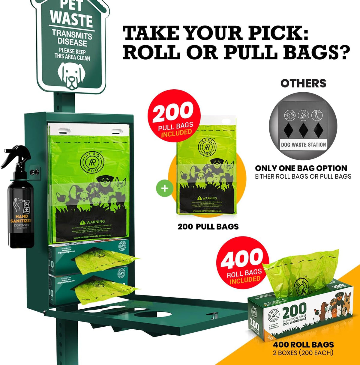 ALAGPRO Pet Waste Station Outdoor Dog Waste Station with Hand - Concrete Base Mount - image 4