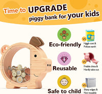 Summidate Pink Piggy Bank for Kids Girls - Default Wood Piggy / Standard - image 3