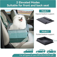 A 4 Pet Dog Car Seats for Small Dogs, Booster Car Seat with Patent Buckles & Clip-On Safety Leash, Pet Seat for Puppy Small Dogs Cats Under 25 Lbs, Green