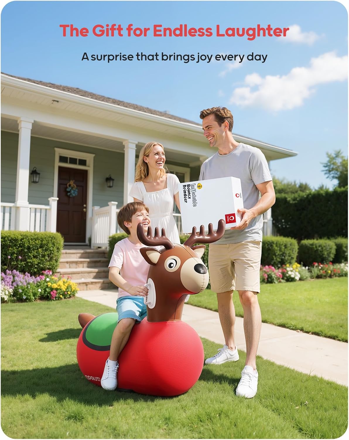 QPAU Inflatable Dinosaur Bouncy Hopper Toy - Reindeer / 1 Pack - image 4