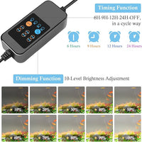 HITOP 16-24in Full Spectrum LED Aquarium Light with Timer, Auto 24/7 Lighting Cycle& 10-Level Brightness Adjustment, Fish Tank Light for Plant Growth, with Extendable Brackets