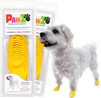 PawZ Rubber Dog Boots for Paws up to 1 1/2", 24 Total (2 Packs of 12) - All-Weather Dog Booties for Hot Pavement, Snow, Mud, and Rain - Waterproof, Anti Slip Dog Socks - XX-Small, Yellow