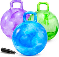 Bouncy Ball with Handle for Kids - 3P 15inch (Green+Purple+Blue)