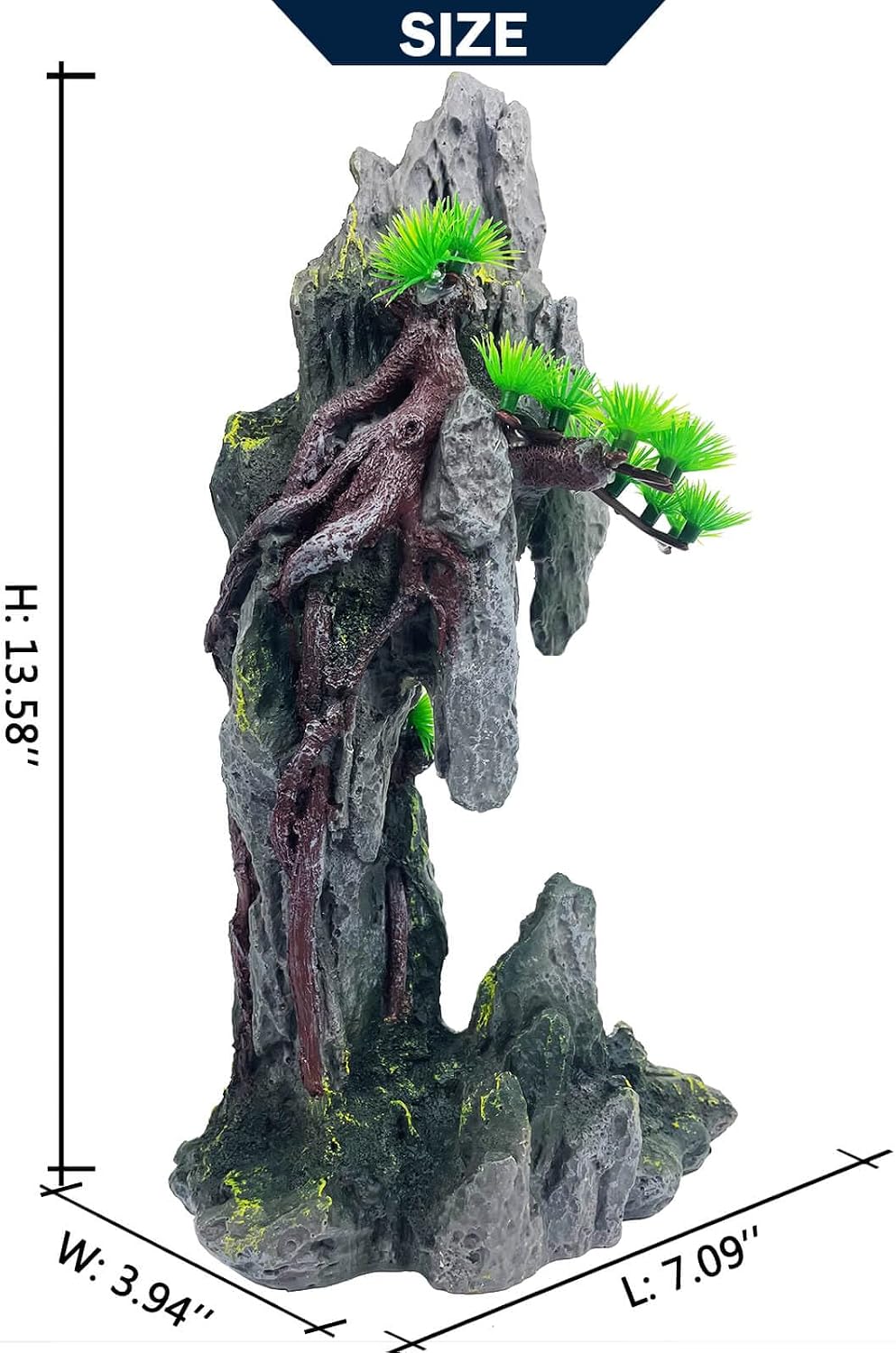 Extra Large Aquarium Decorations Large Fish Tank Rocks Hideout – Essentials for Fish - Tall Mountain View - image 3