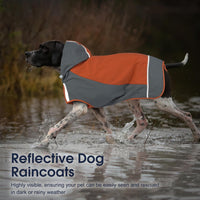 Hooded Dog Raincoat, Reflective Large Dog Rain Poncho - 3X-Large / Orange - image 3