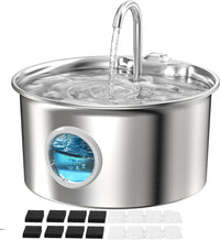 Cat Water Fountain Stainless Steel: Cat Fountain for Drinking - Cat Fountain+8 Filters +8 Sponges
