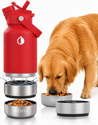 32 oz. Dog Water Bottle, Insulated Dog Travel Water Bottle - Red / 32 oz