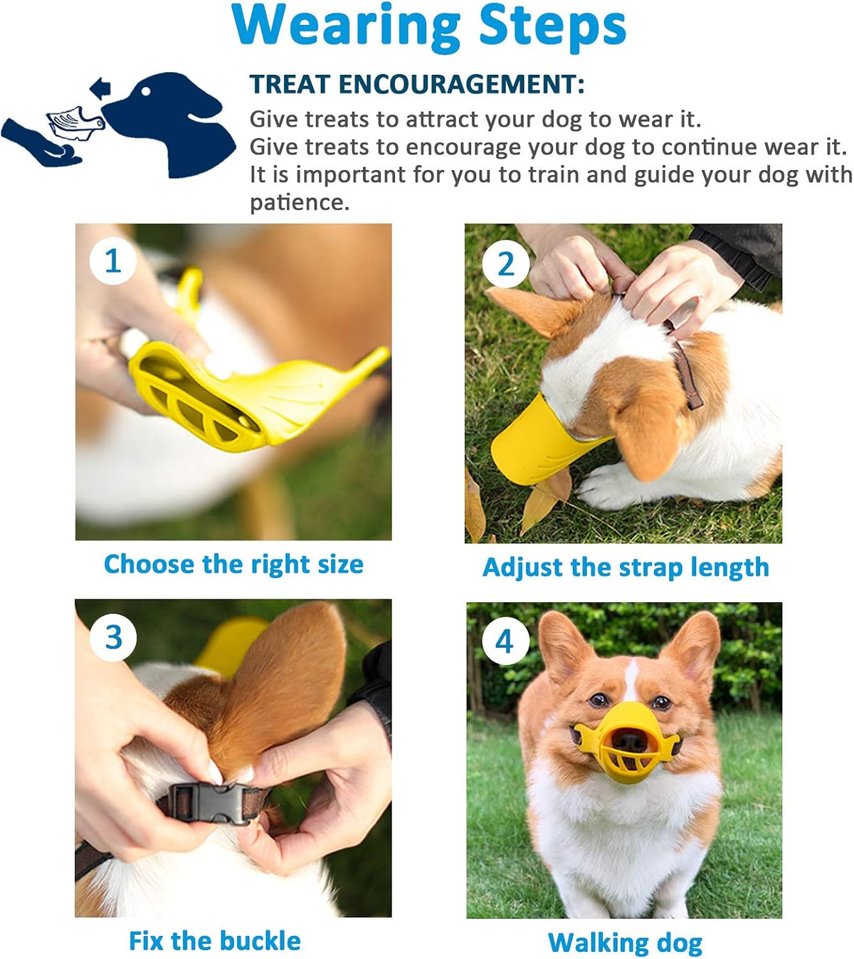 LUCKYPAW Soft Duck Silicone Dog Muzzle for Small Medium Dogs Poodle - XL / Yellow - image 4