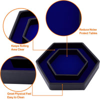 SIQUK Dice Tray with Lid Hexagon Dice Rolling Tray Dice Holder – Fun for Kids & Family - Blue - image 2