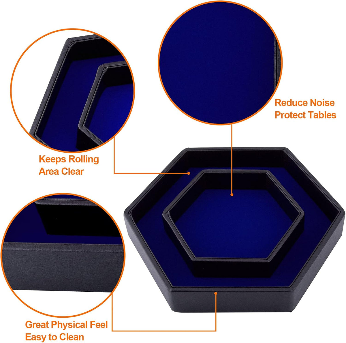SIQUK Dice Tray with Lid Hexagon Dice Rolling Tray Dice Holder – Fun for Kids & Family - Blue - image 2