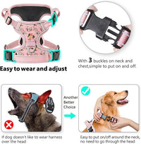 Timos Dog Harness, No-Pull Pet Harness with 2 Leash Clips, 3 Snap Buckles Adjustable Soft Padded Dog Vest, Reflective No-Choke Pet Oxford Vest with Easy Control Handle for Small Medium Large Dogs