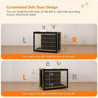 DWANTON Dog Crate Furniture with Cushion, Wooden Kennel Table with Double Doors, Indoor Dog House, Large Size, 38.5" L, Black+Gold