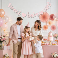 BEISHIDA Pre-Strung Glitter Champagne Girl Baby Banner Baby Shower - Light Pink - image 4