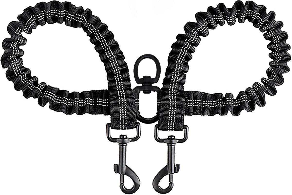 BAOBOTE double dog leash with coupler, swivel and reflective stitching