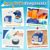 Interactive Truck Engine Toy with Removable Parts, Lights - Blue - image 4