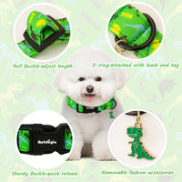 Medium Dog Collars for Male Dogs - Green Dinosaur / S - image 4