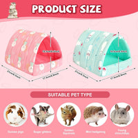UPINS 2 Pack Guinea Pig Hideout, Washable Small Animal House Bed – Daily Care for Small Pets - 6.8 x 7.4 inch / Pink Light Green - image 2