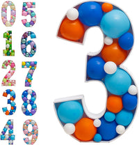28 inch DIY Mosaic Balloon Number 1 Frame, Party Backdrop Decor – Fun for Kids & Family - Number 3
