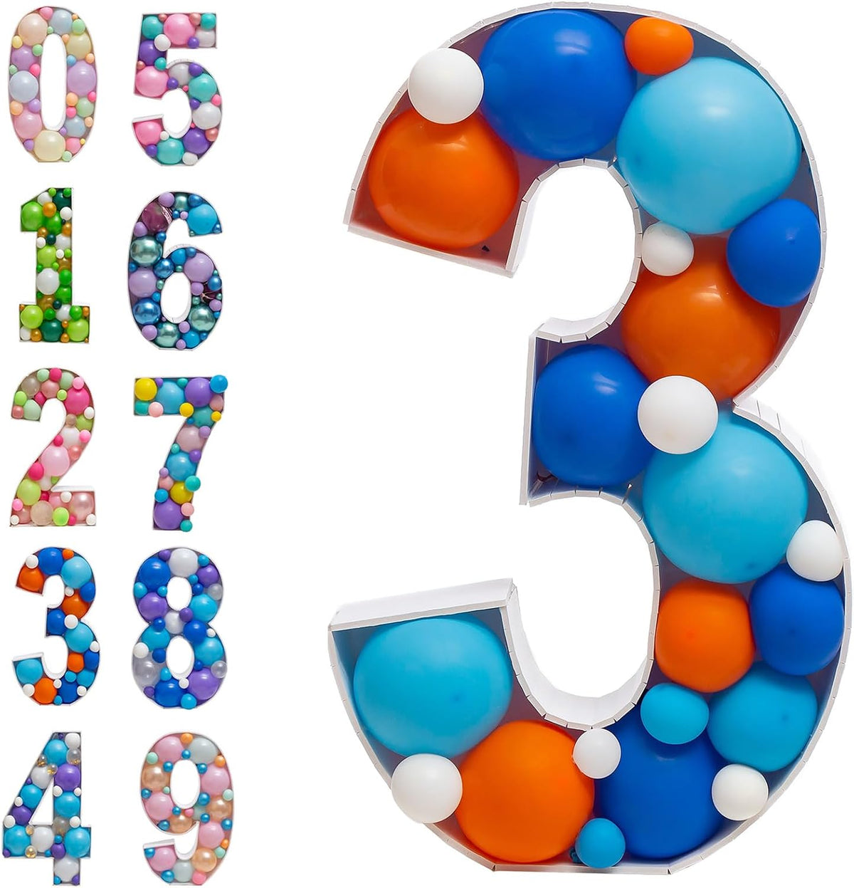 28 inch DIY Mosaic Balloon Number 1 Frame, Party Backdrop Decor – Fun for Kids & Family - Number 3