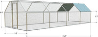 1.26’’ Large Metal Chicken Coop Walk in, Chicken Pen for Chickens, Outdoor Chicken Runs Coops Dog Kennel, Flat Roofed Chicken Runs for Yard with Anti-Ultraviolet Cover (9.2’L x 25’W x 6.4’H)