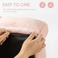 Hollypet Fluffy Plush Pet Cat Couch Soft Calming Pet Sofa Beds for Medium Small Cats and Dogs, Pink