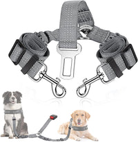 SlowTon Double Dog Seat Belt for Car with Elastic Bungee Buffer - G.Grey / 2 Medium in 1