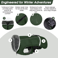 QBLEEV Warm Dog Coat, Reflective Dog Jacket - Armygreen / X-Large - image 2