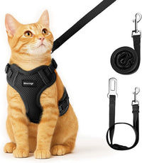Cat Harness and Leash Set, Adjustable Cat Vest Harnesses – Essentials for Cats - Black / Small