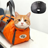 Cinf Cat Restraint Grooming Bag - M Size–Fits most adult cats (8–12 lbs) / Orange