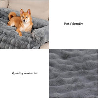 FUNNY FUZZY Pet Fluffy Fuzzy Couch Cover, Calming Washable Dog Bed Sofa Protector Pets Mat for Small Medium Dogs and Cats (Grey,33.45 × 28.35 × 5.51 in)