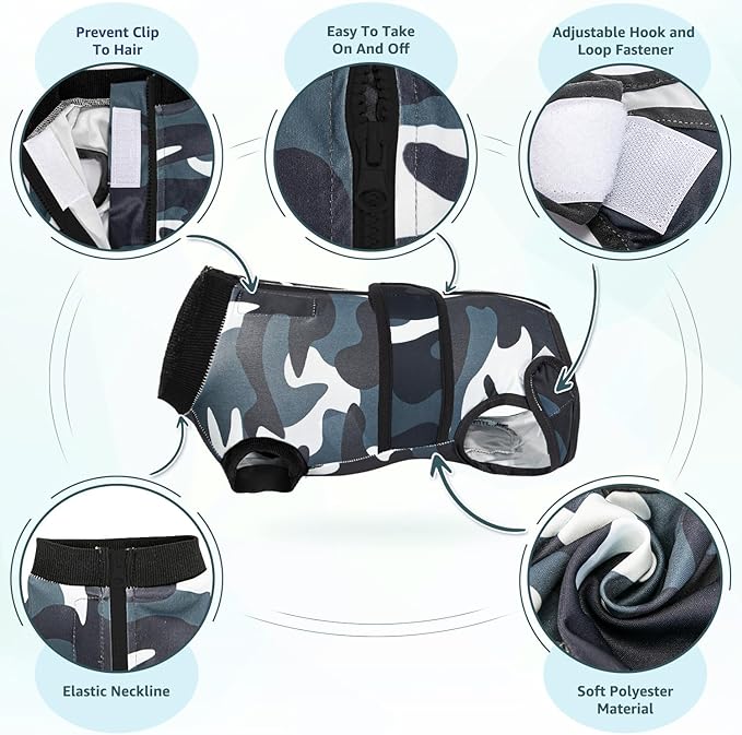 Lukovee Recovery Suit for Dogs, Zipper On Recovery Suit for Female Male Dog, Onesie Abdominal Wounds Cone E-Collar Alternative Prevent Licking Spay Recovery Suit (Medium, Camouflage)
