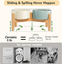 Wordcam Elevated Ceramic Dog Bowls,Raised Dog Dish with Stand,Pet Food and Water Feeding Bowls for Small Medium Dogs(6.5''Tall-28 Oz-3.6 Cups)
