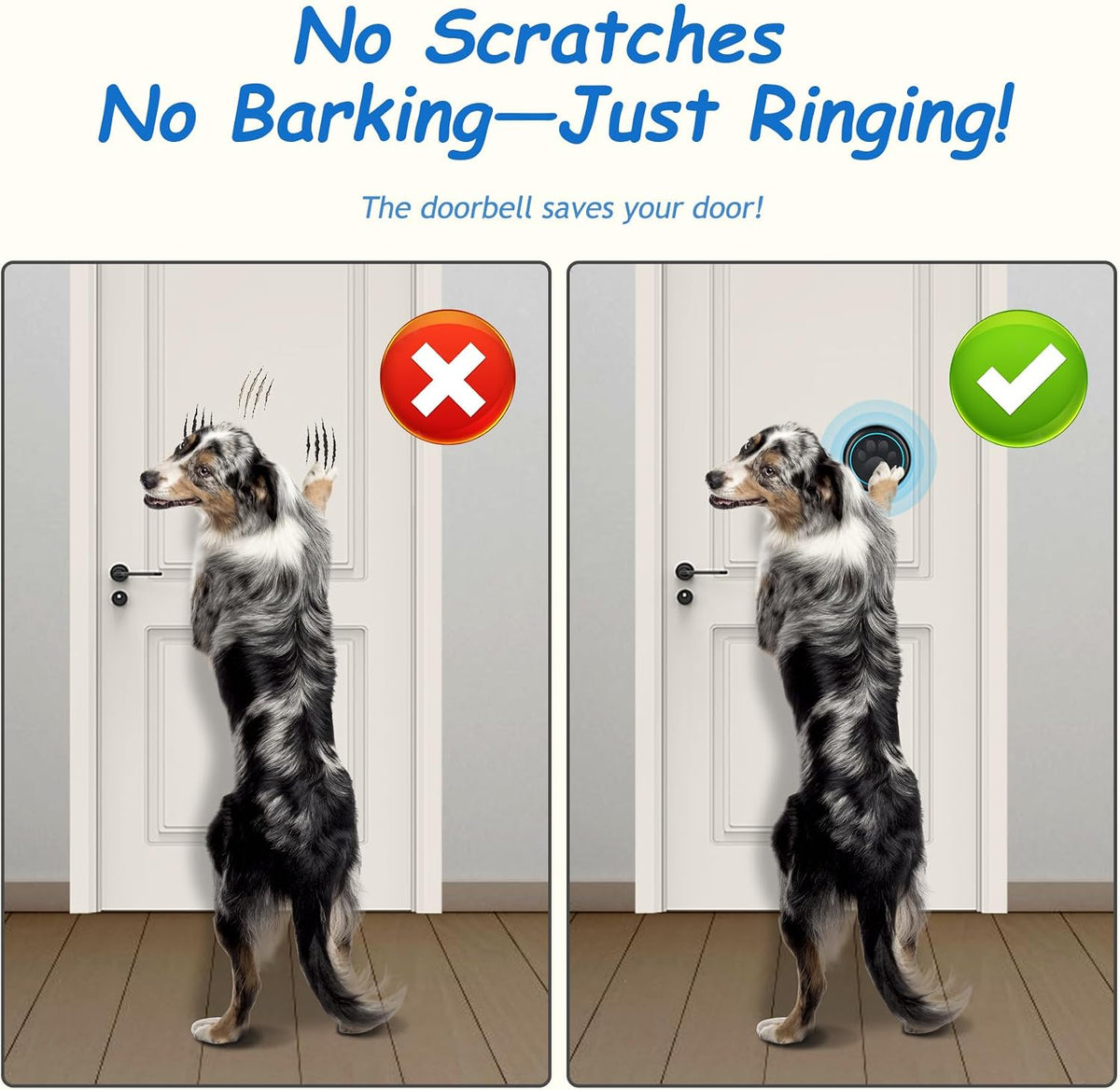 Soft Ring Blk Dog Bells to Go Outside-Dog Door Bell – Essentials for Dogs - 2 Receivers & 1 Bell - image 3