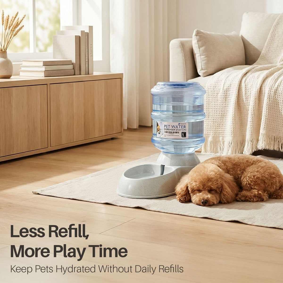 Flexzion Gravity Pet Water Dispenser Drinking Station for Dogs Cats - 1 Gallon - image 2