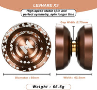 LESHARE X2 Dual-Mode Yoyo for Advanced Players & Teens Beginners – Fun for Kids & Family - Coffee brown - image 2
