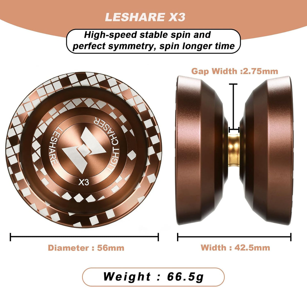 LESHARE X2 Dual-Mode Yoyo for Advanced Players & Teens Beginners – Fun for Kids & Family - Coffee brown - image 2