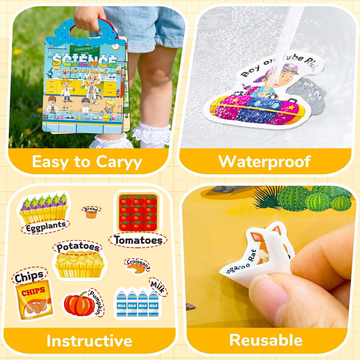 6 Sets Reusable Sticker Book for Toddlers 3-6 - Robot+Science+Desert - image 4
