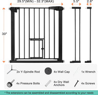 COMOMY Auto Close Pet Gate with Cat Door - Black / 30"Tall 40.5"Wide - image 3
