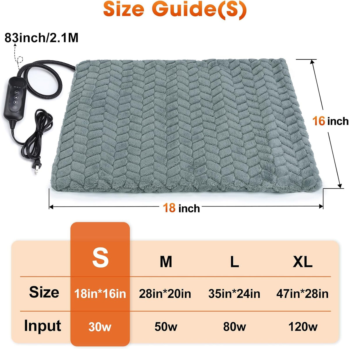 Heated Cat Bed, Waterproof Cat Heating Pad with Timer Temperature Adjustable, Indoor Heated - Grey / Small(18"x16") - image 2