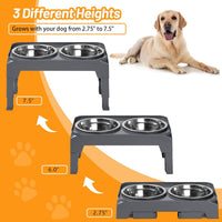 Hubulk Elevated Dog Bowls with 2 Stainless Steel Dog Food & Water - S (6" for Small Dogs) / Grey - image 2