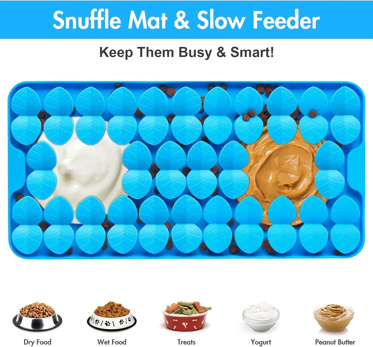 Silicone Snuffle Mat for Dogs, Blue - B(14.6"x7.3")-Blue - image 2