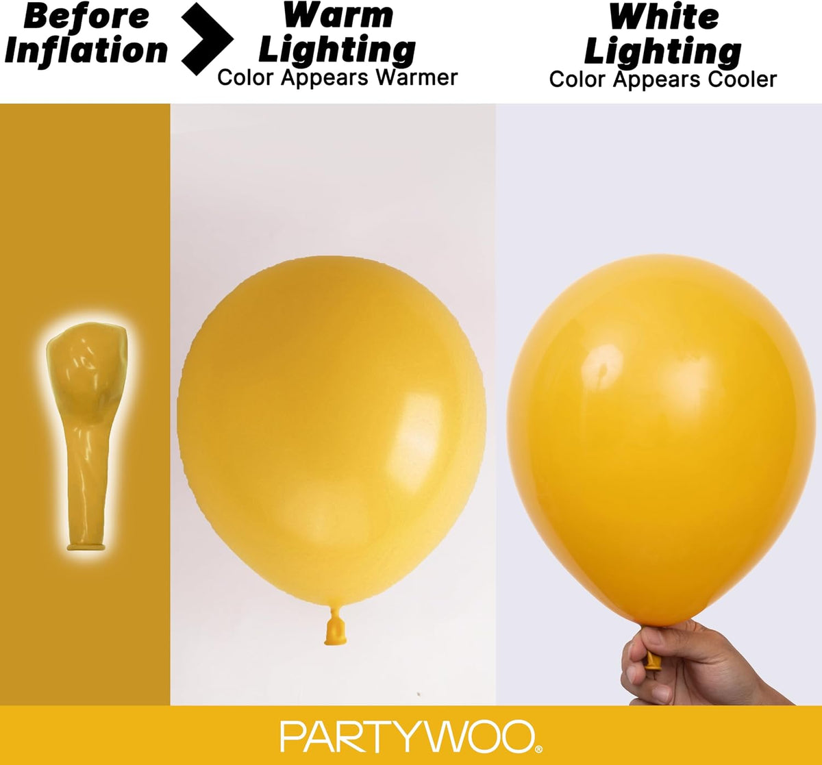 PartyWoo White Balloons 101pcs Matte White Latex Helium Balloons 12 - Yellow-f57 - image 3