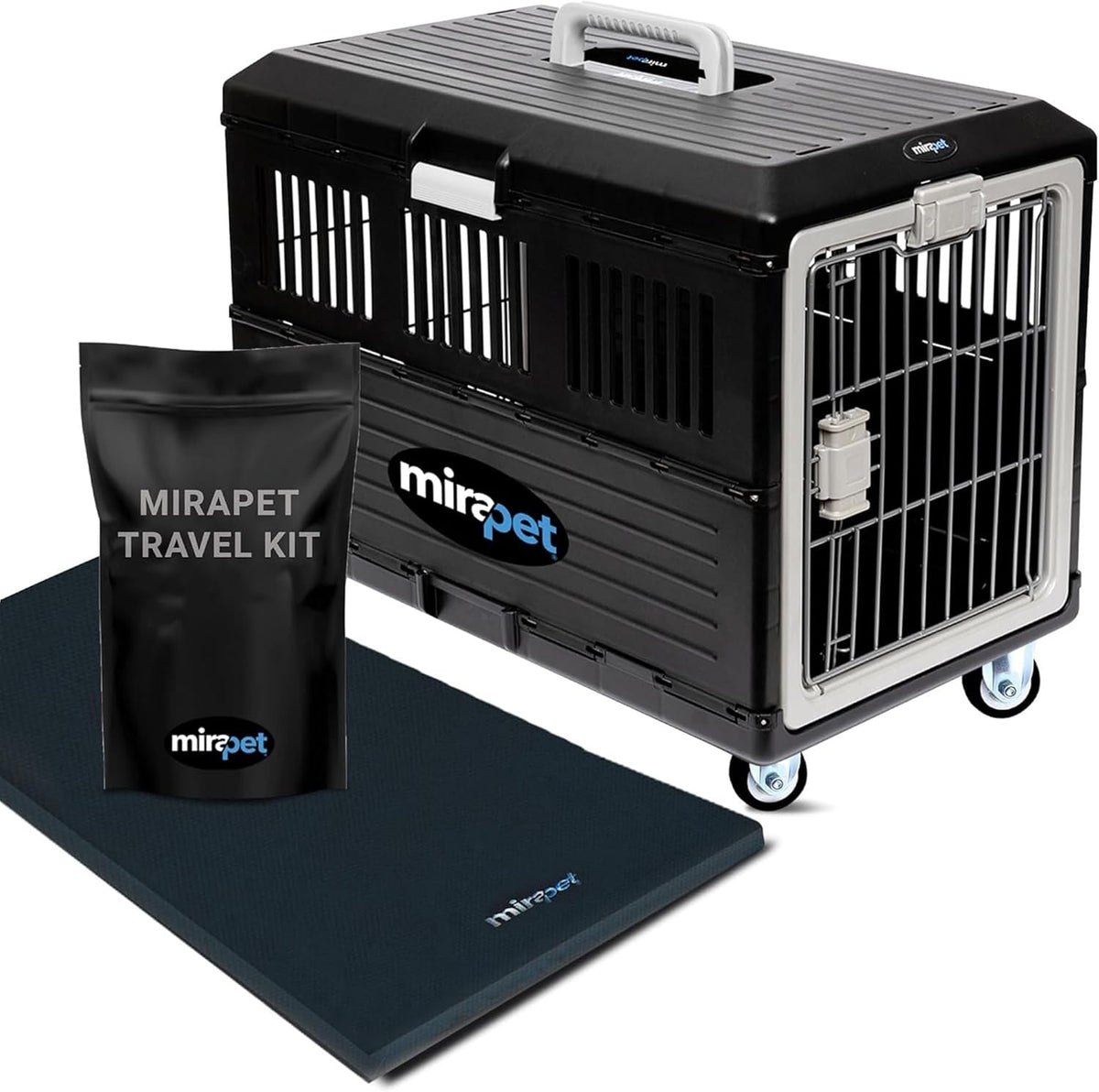 Collapsible Pet Carrier for Large Dogs & Cats - Small - Gray / with travel kit
