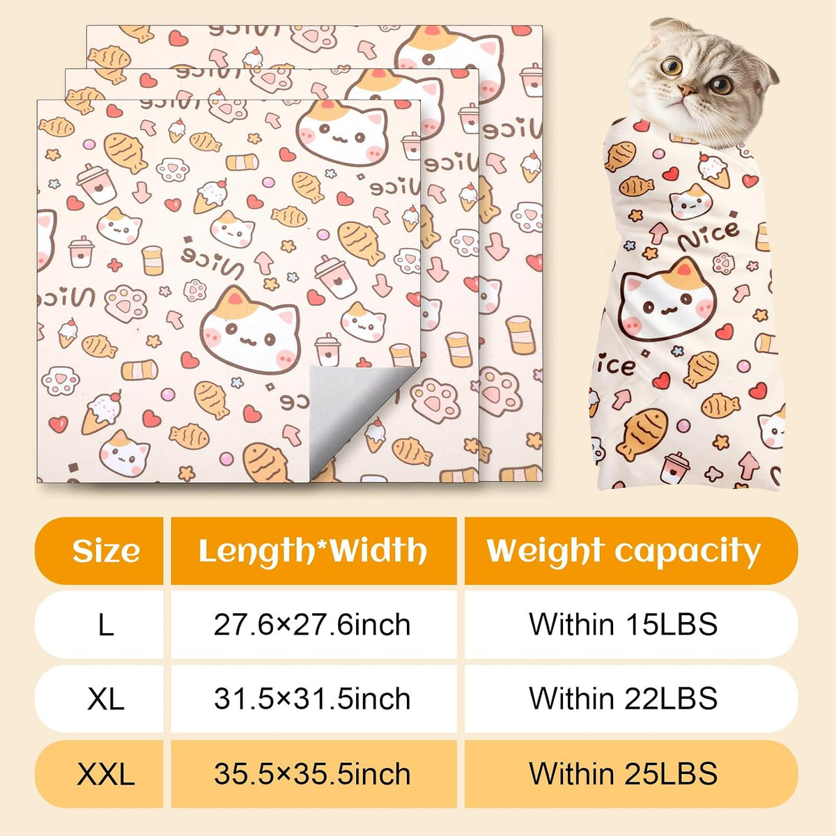 27.6 in Self-Adhesive Cat Grooming Wrap for Nail Clipping – Essentials for Cats - Orange / 35.5 inch - image 2