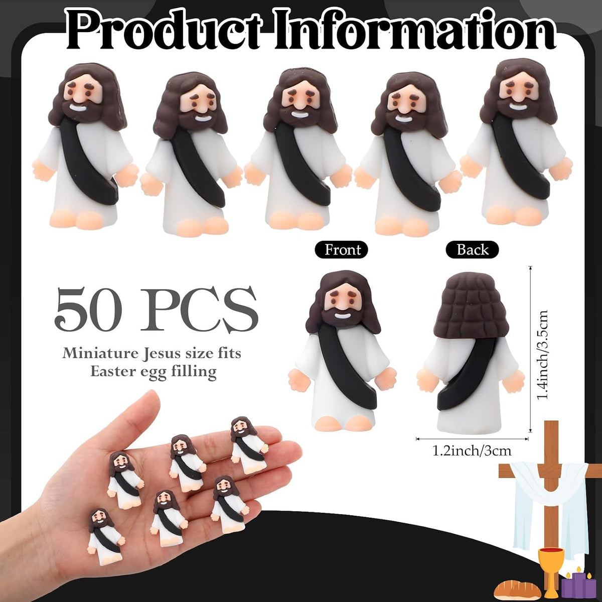 Sumind 50 Pcs Little Jesus Figures Original Design - Black - image 2