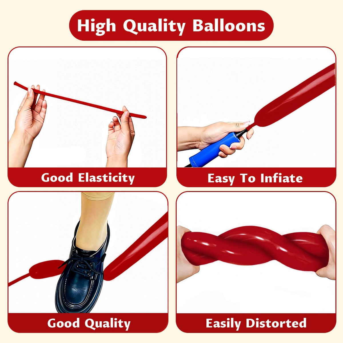 260 Clear Long Balloons for Animals - Garnet Red - image 4